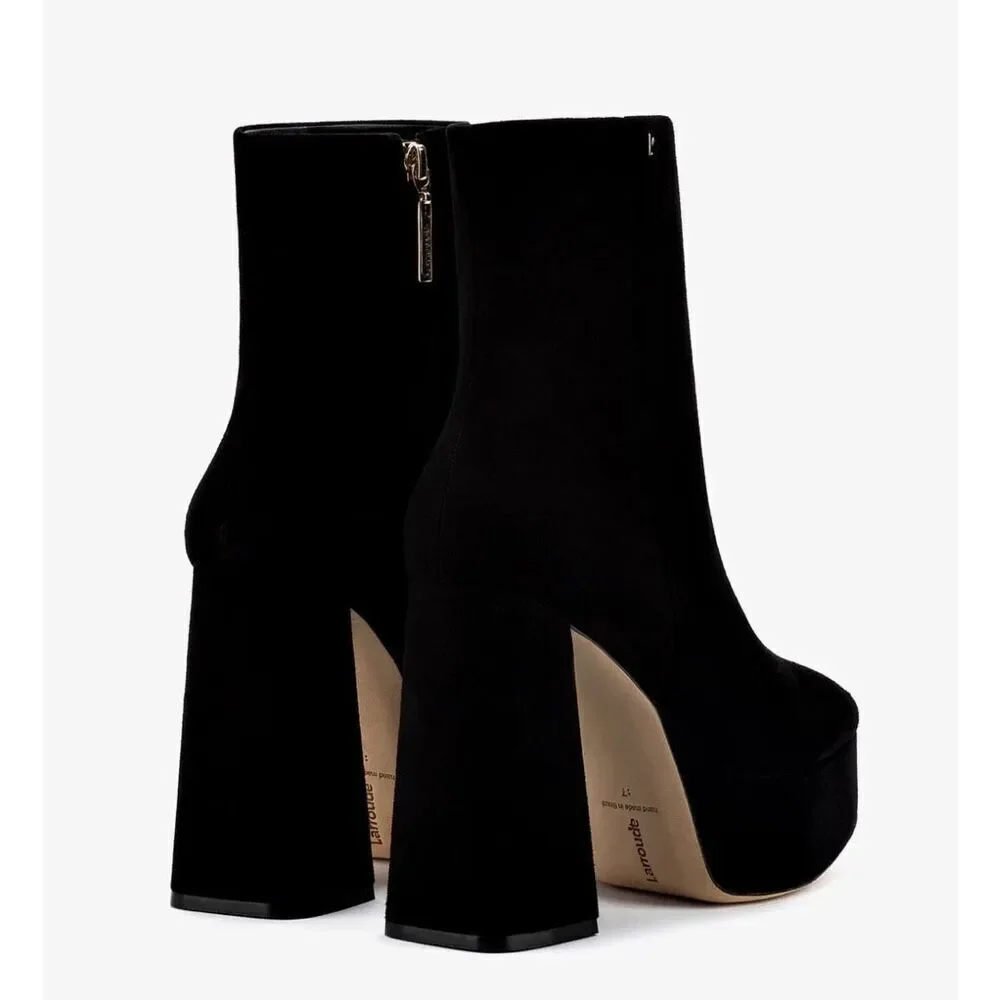 Larroude Dolly Boot In Black Suede NWB Size 9 1/2